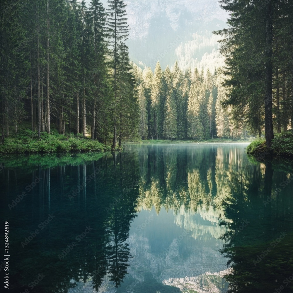 Obraz premium Lake, forest, big park