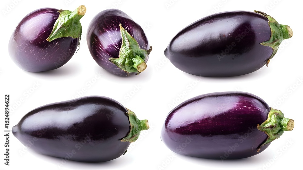 eggplant set on white background
