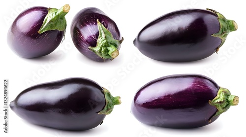 Obraz na płótnie eggplant set on white background w salonie