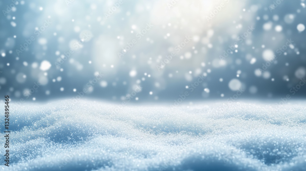 Snow falling close up. Winter morning background in white and blue colors mock up. Snow falling close up. Winter morning background in white and blue colors mock up.
