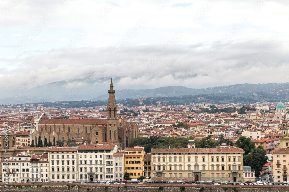Fototapeta premium A Florence Firenze city in Italy Toscana view with a river running through it