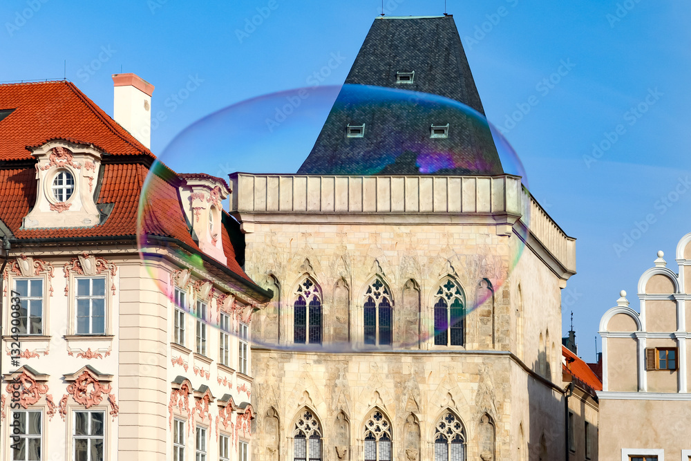 Naklejka premium A building with a bubble in the middle of it in Prague Czech Republic