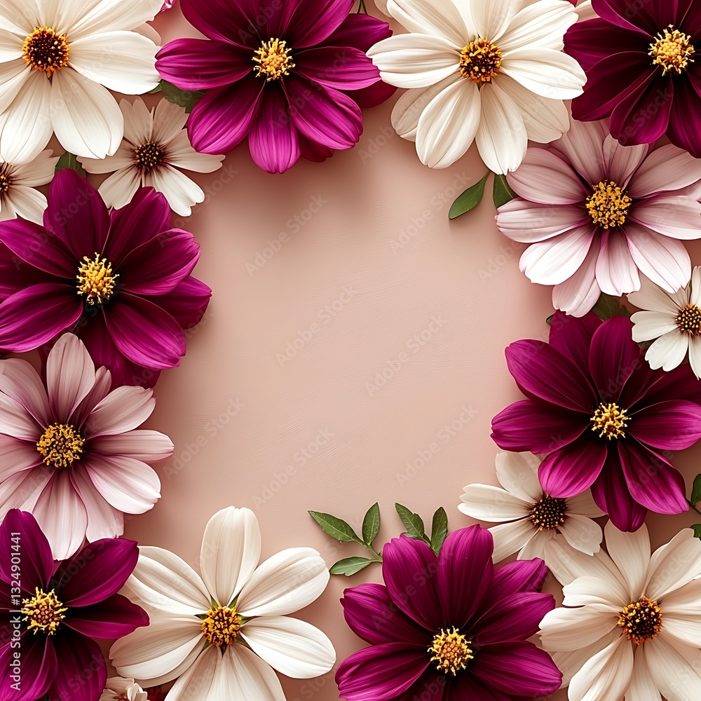 Pink & White Flower Frame Background. Pink & White Flower Frame Background.