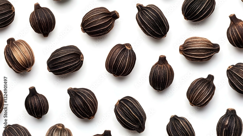 Black Cardamom Pods Isolated on White Background Black Cardamom Pods Isolated on White Background