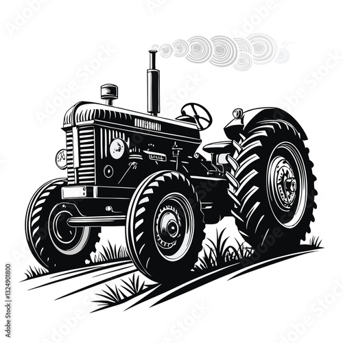 vintage tractor vector illustration