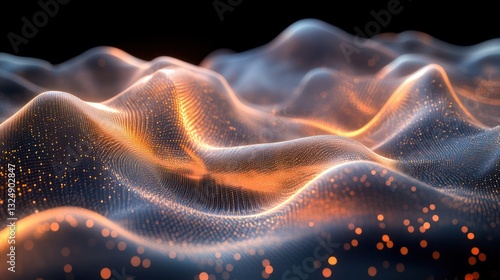 A futuristic data scanner analyzing moving waves of digital information