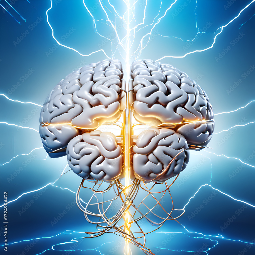visual concept of Artificial intelligence background with brains against blue. technology background. Ai generated.