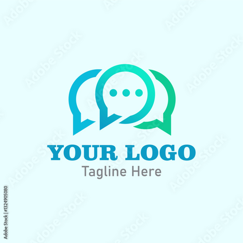 Elegant Logo Of three blue and green speech bubbles. vector