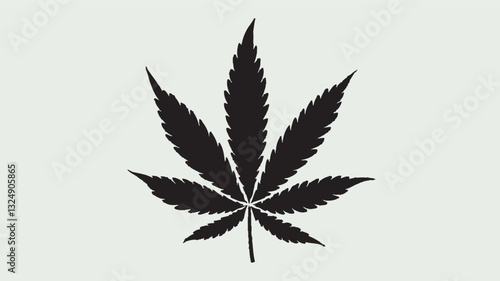 Stunning, hand-drawn cannabis leaf design featuring intricate line art and vector graphics
