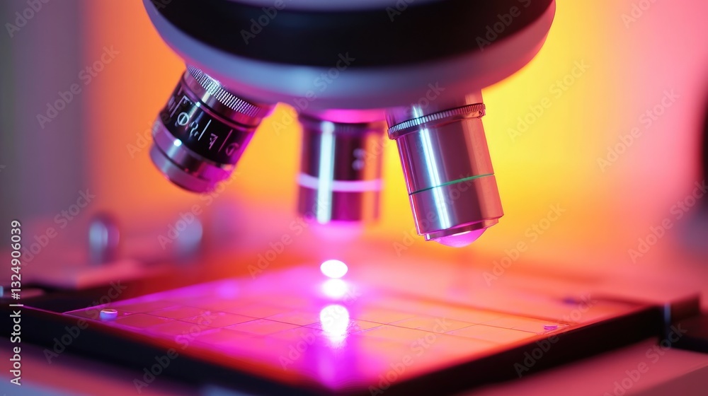 A high-tech robotic microscope analyzing bacterial samples for pharmaceutical antibiotic research. A high-tech robotic microscope analyzing bacterial samples for pharmaceutical antibiotic research.
