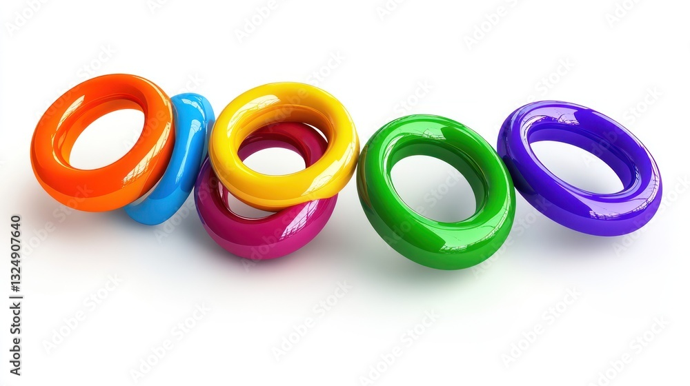 Fototapeta premium A colorful arrangement of shiny rings, often used as toys for children.