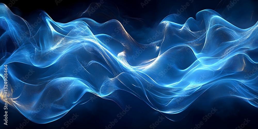 Obraz premium Blue abstract wave energy flow