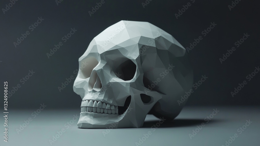Vector isolated human skull with pain center. Headache Low poly wireframe and points. Polygonal white brainpan on dark background. Medicine concept with geometry triangle. Abstract mash line origami Vector isolated human skull with pain center. Headache Low poly wireframe and points. Polygonal white brainpan on dark background. Medicine concept with geometry triangle. Abstract mash line origami