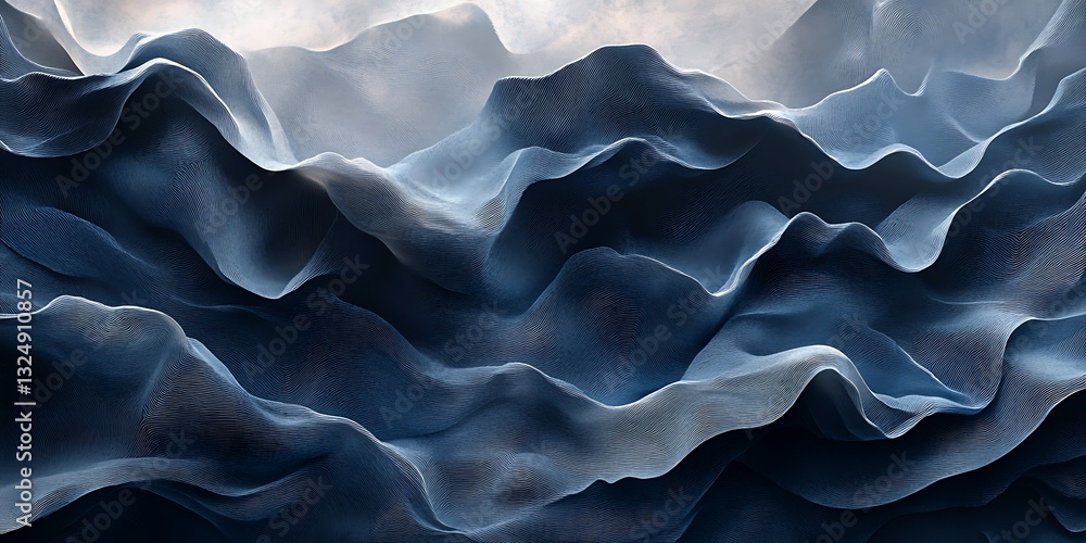 Obraz premium Abstract Blue Wave Landscape (6)