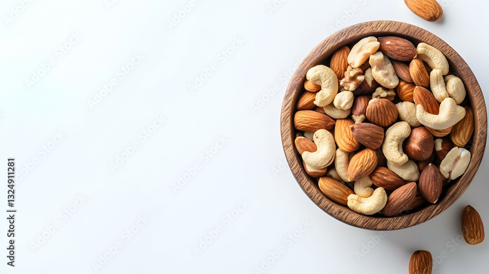 Bowl of Assorted Nuts Isolated on White Background Bowl of Assorted Nuts Isolated on White Background