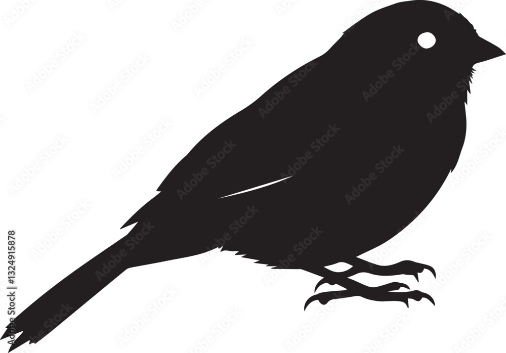 Fototapeta premium A Small Bird Silhouette Perched Peacefully Against A Stark Isolated on Transparent Background, A Minimalist Black And White Design