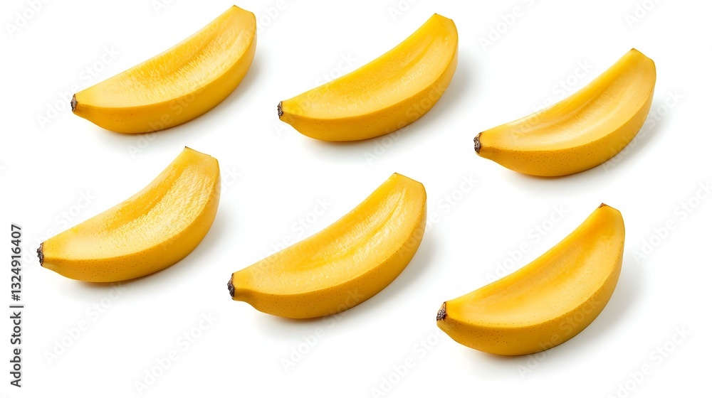 Delicious banana slices set isolated on white Delicious banana slices set isolated on white
