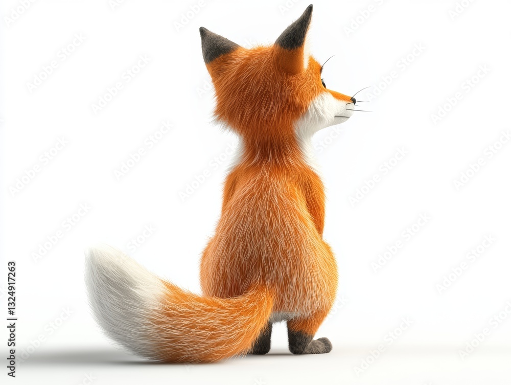 Fototapeta premium Curious red fox sitting and looking away 