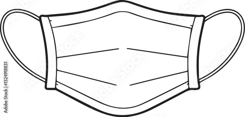 A Simple Line Drawing Of A Disposable Face Mask, A Symbol Of Health And Safety Precautions, Subtly Conveying A Sense Of Protection And Care Isolated on Transparent Background