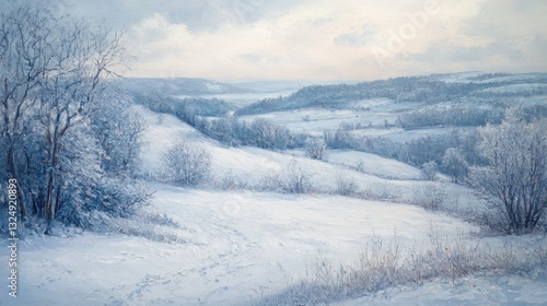 Wallpaper Mural A picturesque winter landscape featuring snow covered rolling hills Torontodigital.ca