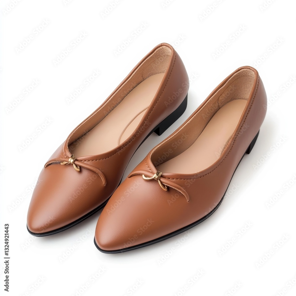 Modern flats in leather on white Modern flats in leather on white