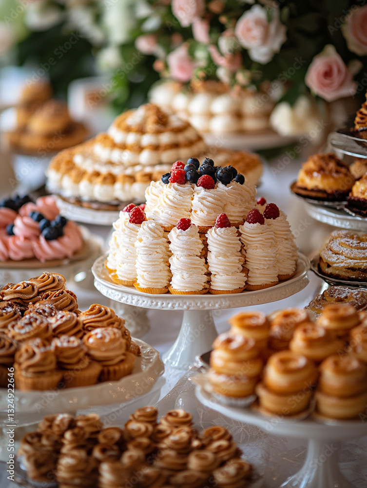 Exquisite dessert display at a celebration event Exquisite dessert display at a celebration event