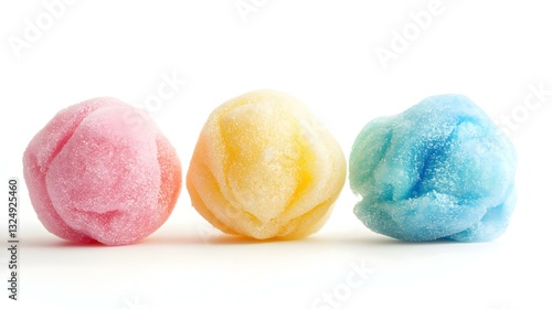 Colorful bath sponges isolated on white background