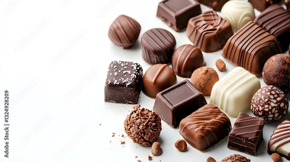 Assorted Chocolate Candies Isolated on White Background Assorted Chocolate Candies Isolated on White Background