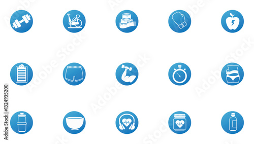 Set of exercise vector icons with a white background