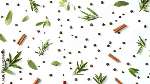 Obraz na płótnie Background with spices and green leaves w salonie