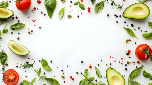 Avocado on the white background frame