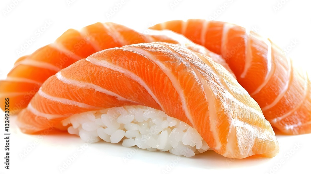 A close up of salmon temaki against a white A close up of salmon temaki against a white