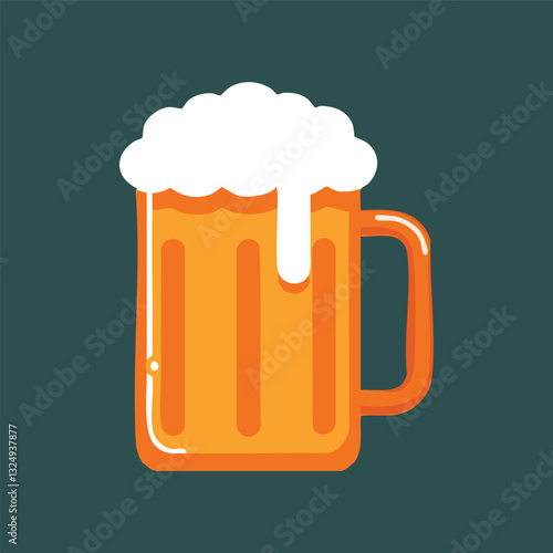 Beer mug illustration isolated on dark green