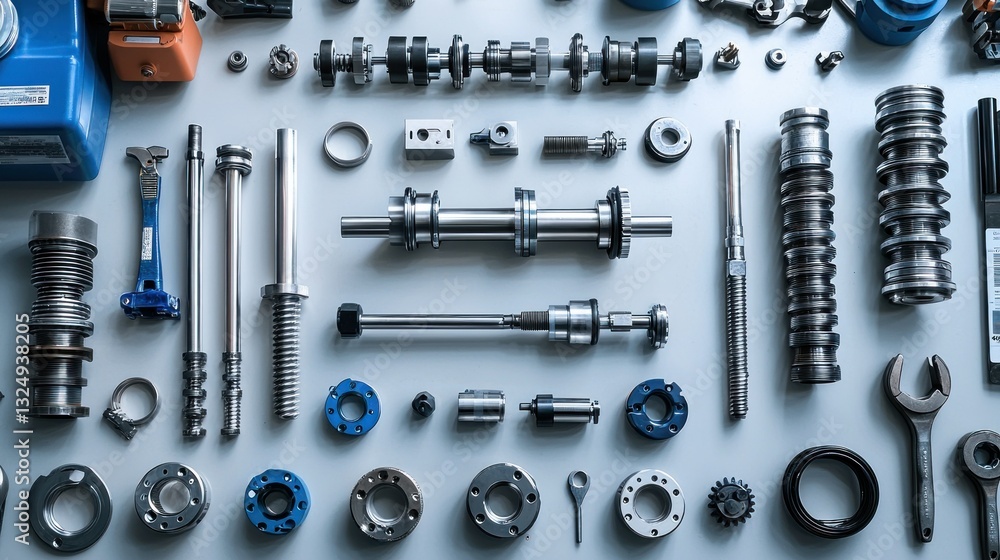Fototapeta premium Precision Engineering: A Collection of Metal Parts