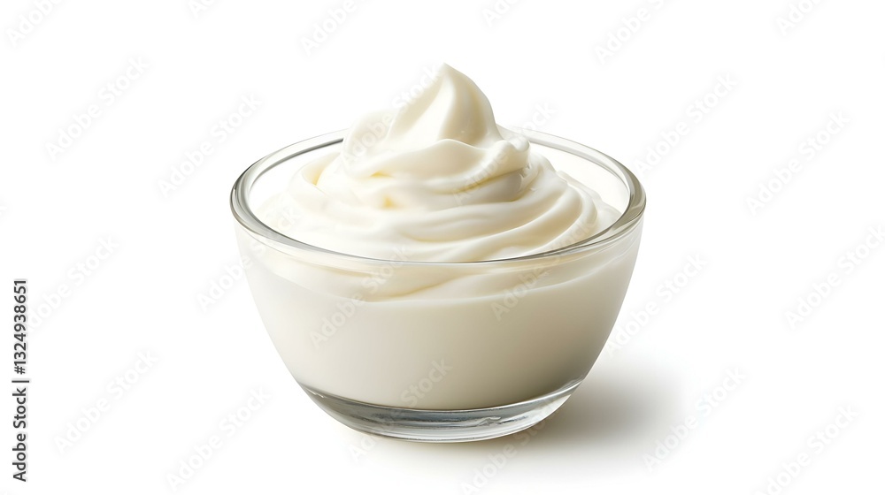 sour cream in glass mayonnaise yogurt isolated sour cream in glass mayonnaise yogurt isolated