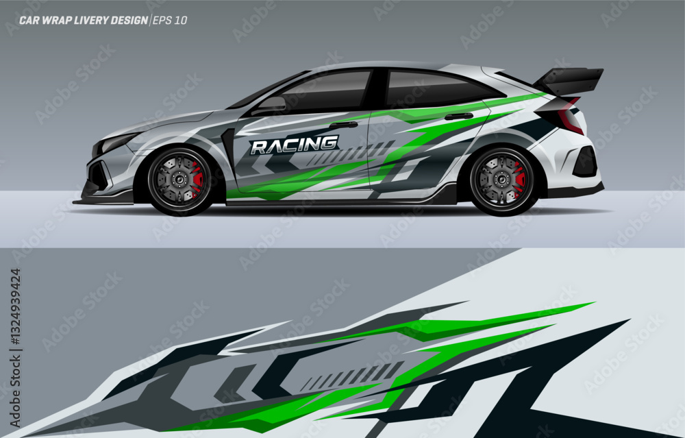 Car decal design vector. abstract stripe racing background kit designs for wrap vehicle, race car, rally, adventure and livery Car decal design vector. abstract stripe racing background kit designs for wrap vehicle, race car, rally, adventure and livery
