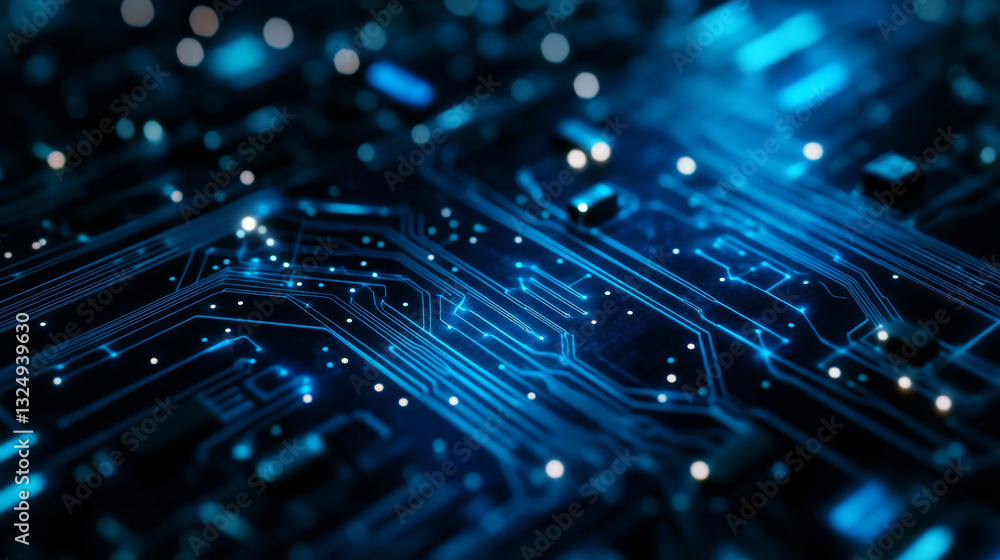 Thin circuit trace lines in blue on a dark technology background. Abstract digital tech bg. Electronics and computer technology concept. Chip and circuit board. Vector illustration. Chip connectors. Thin circuit trace lines in blue on a dark technology background. Abstract digital tech bg. Electronics and computer technology concept. Chip and circuit board. Vector illustration. Chip connectors.