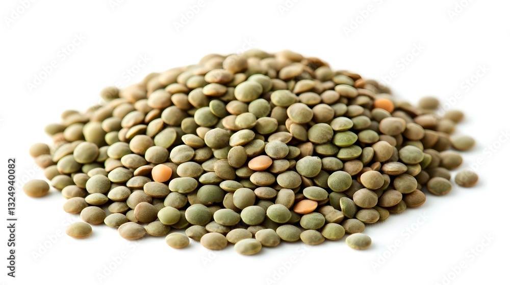 Pile of green lentils isolated on white Pile of green lentils isolated on white