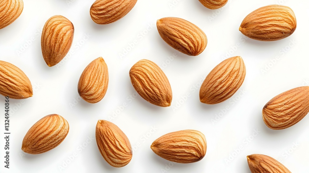 Pattern of Nuts - peeled almonds on a white Pattern of Nuts - peeled almonds on a white