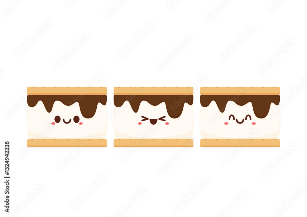 S'more graham cracker character. Chocolate bar and graham crackers. S'more graham cracker, chocolate, and marshmallow. S'more graham cracker character. Chocolate bar and graham crackers. S'more graham cracker, chocolate, and marshmallow.