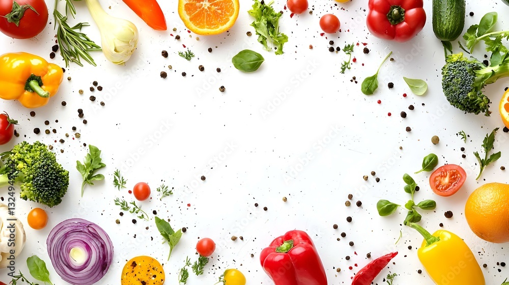 Healthy food on white background top view Healthy food on white background top view