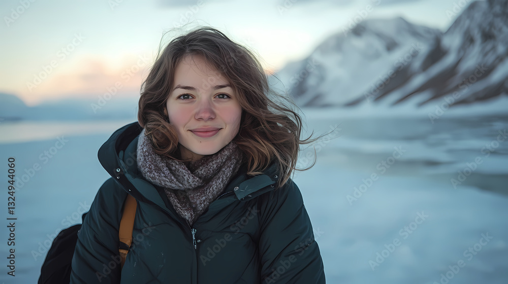 The polar night sky is illuminated by the aurora borealis as it shines on a frozen lake amidst a snowy mountain range, nature, shines. Polar Glow. Illustration The polar night sky is illuminated by the aurora borealis as it shines on a frozen lake amidst a snowy mountain range, nature, shines. Polar Glow. Illustration