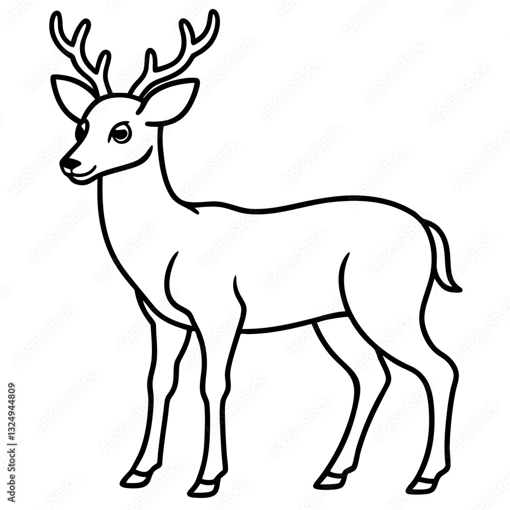 Obraz premium line art drawing illustration of a deer vector illustration, isolated on white background