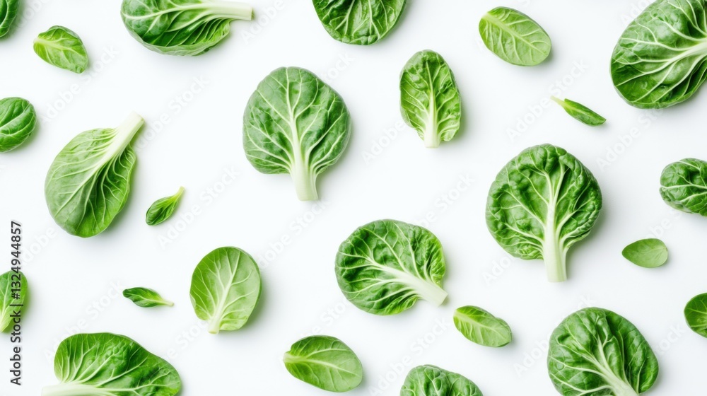 Fresh pak choi cabbage isolated on white background. Top view. Flat lay Fresh pak choi cabbage isolated on white background. Top view. Flat lay