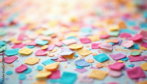 Colorful pastel confetti background with soft focus