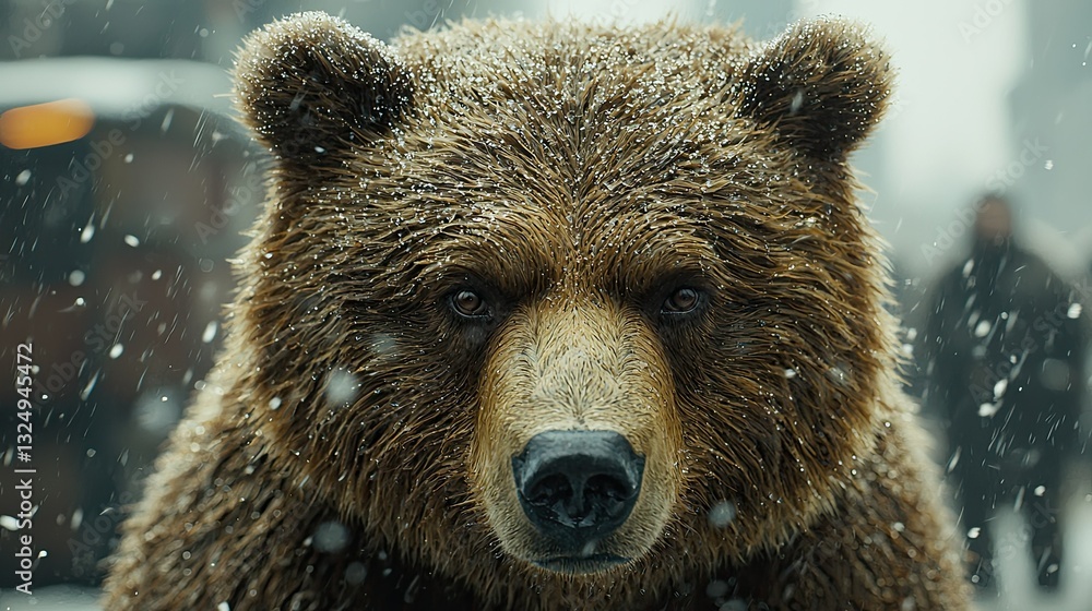 Obraz premium Grizzly in the Snow: A Powerful Portrait