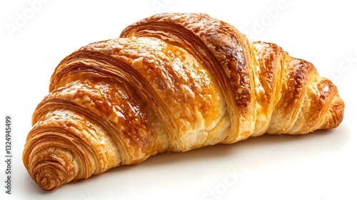 Closeup of a fresh baked croissant on a white