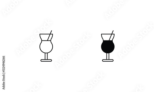 Pi�a Colada icons set line and glyph vector stock illustration