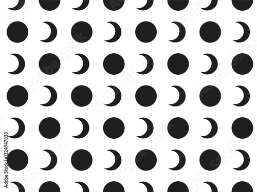 Black moon crescent pattern seamless