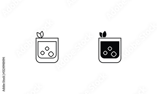 Mango Lassi icons set line and glyph vector stock illustration